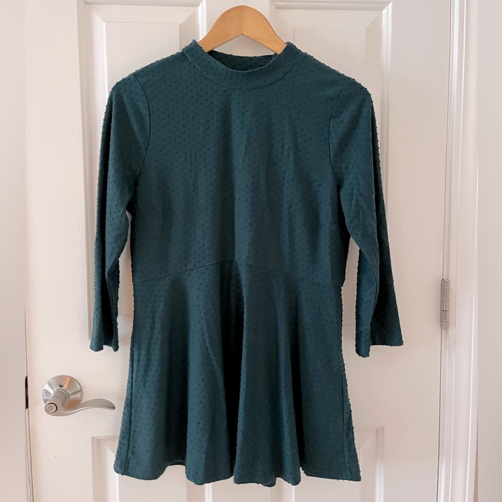Motherhood Maternity Dotted Emerald Green Top with 3/4 Sleeves